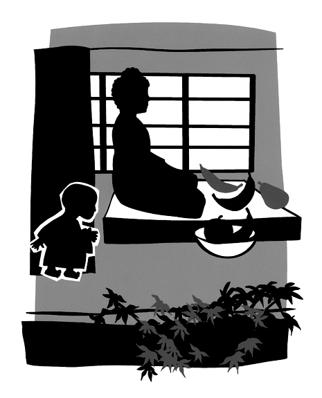 "HU AND THE STATUE" - book illustration